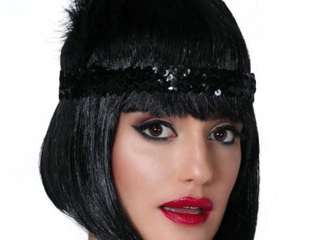 Charleston Pailletten Stirnband in Schwarz Hot on Sale