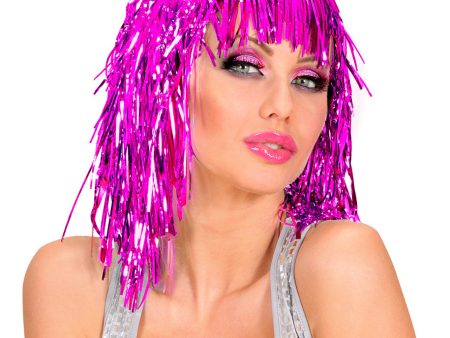 Lametta Party Disco Perücke lila für Damen Online now