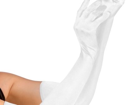 Lange weiße Handschuhe für Damen 60cm Discount