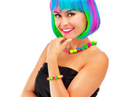 Multicolor Neon Bob Perücke Sale