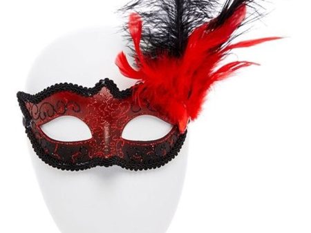 Elegante Federmaske schwarz-rot For Cheap