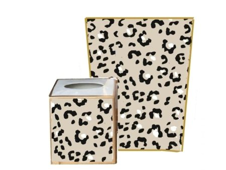 Dana Gibson White Leopard Wastebasket - Only Fashion